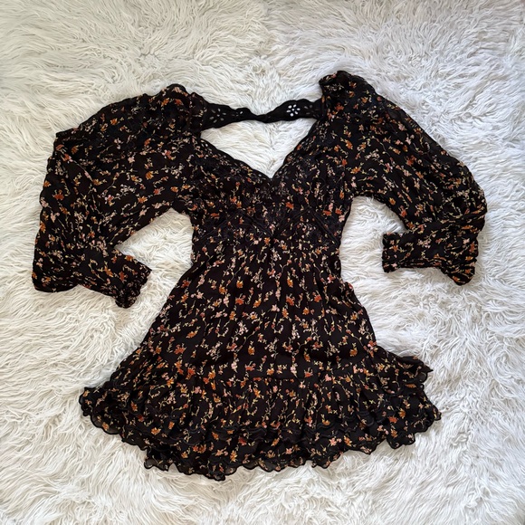 Free People Floral Black Open-Back Dress - Picture 2 of 13